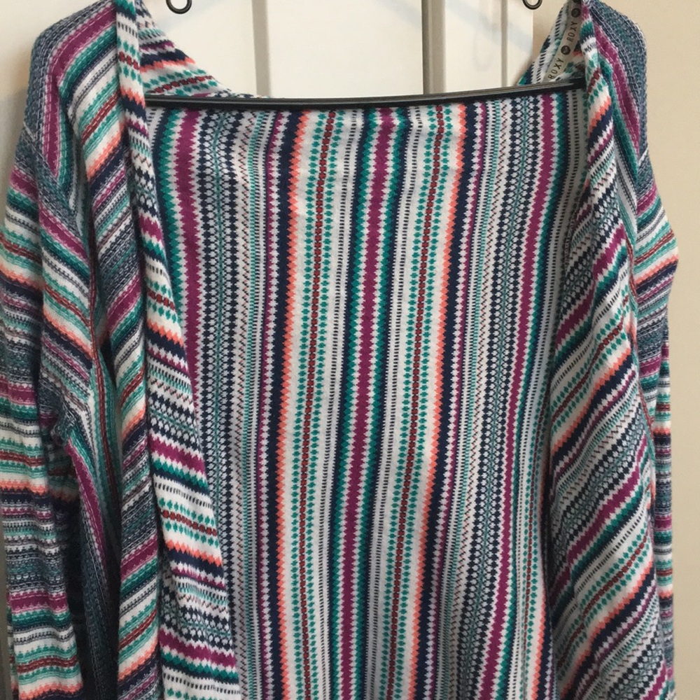 Boho Patterned Roxy Cardigan with white knit trim
